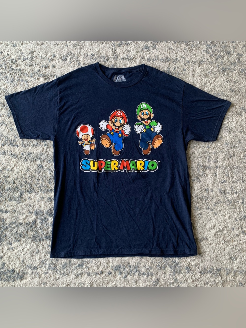 Nintendo Navy Super Mario Characters Graphic Tee